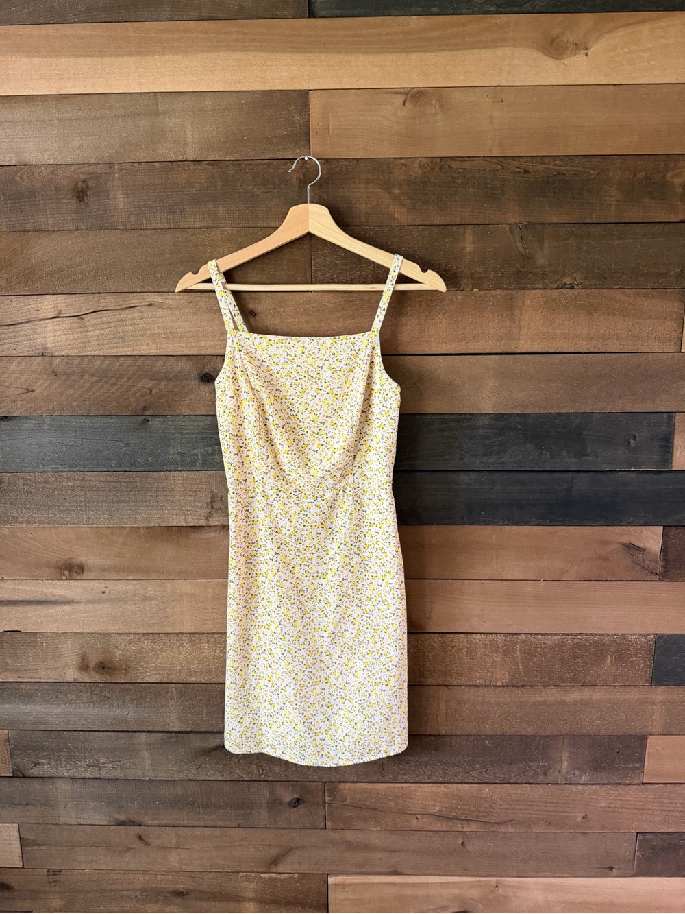 Old Navy Yellow Ditsy Floral Smocked Midi Dress Cottagecore Small